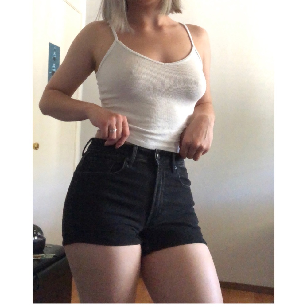 Faded Black jean stretch shorts